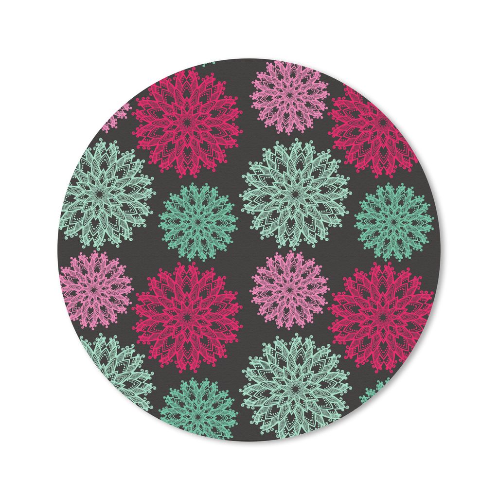 MuchoWow Mauspad Mousepad Blumen - Vintage - Rosa - Türkis - Muster 20x20 cm - Mousepads - Maus Mat - Pad - Mausunterlage - Schreibtischmatte
