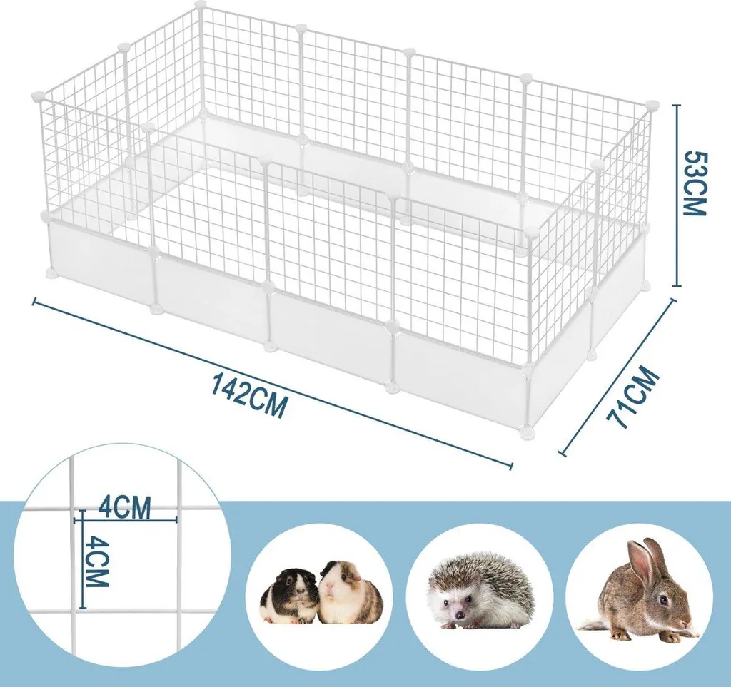Parc modulable pour petits animaux et chatons blanc en taille XXL
