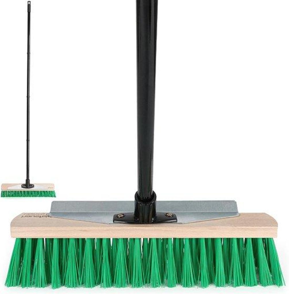 Straßenbesen 40cm breit mit Stiel und Schaber