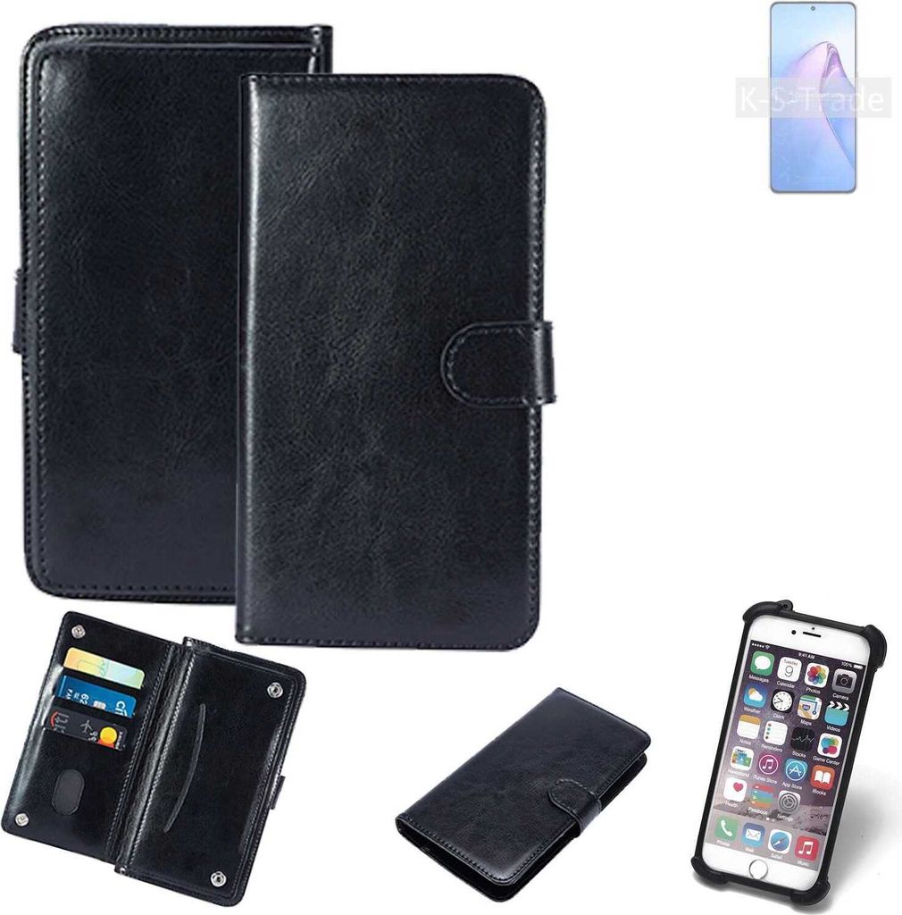 K-S-Trade 360° Hülle kompatibel mit Oppo Reno8 Pro Global schwarz Kunstleder Case BookCase WalletCase Kunstlederederhülle Handyhülle, Rundumschutz