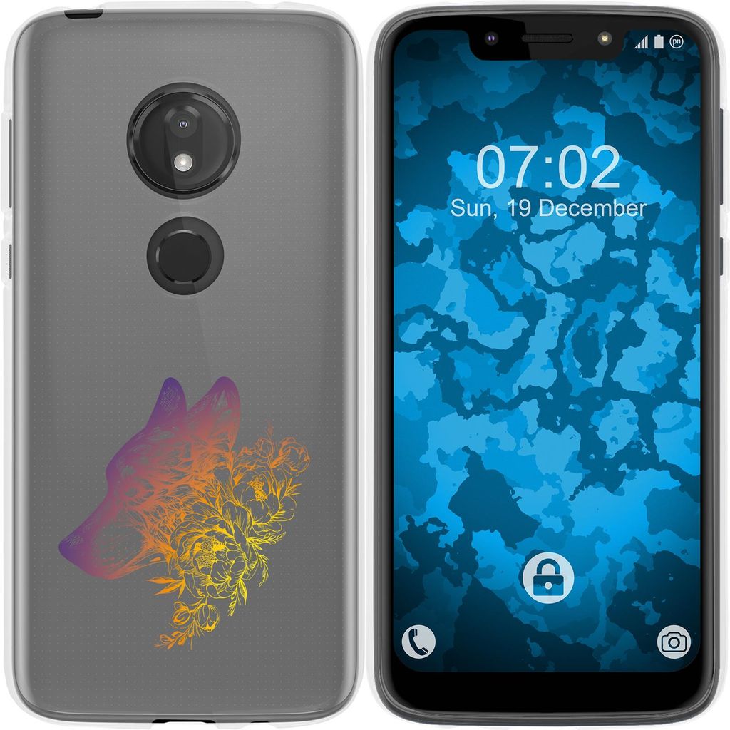 PhoneNatic Case kompatibel mit Motorola Moto G7 Play Silikon-Hülle Floral Wolf M3-3