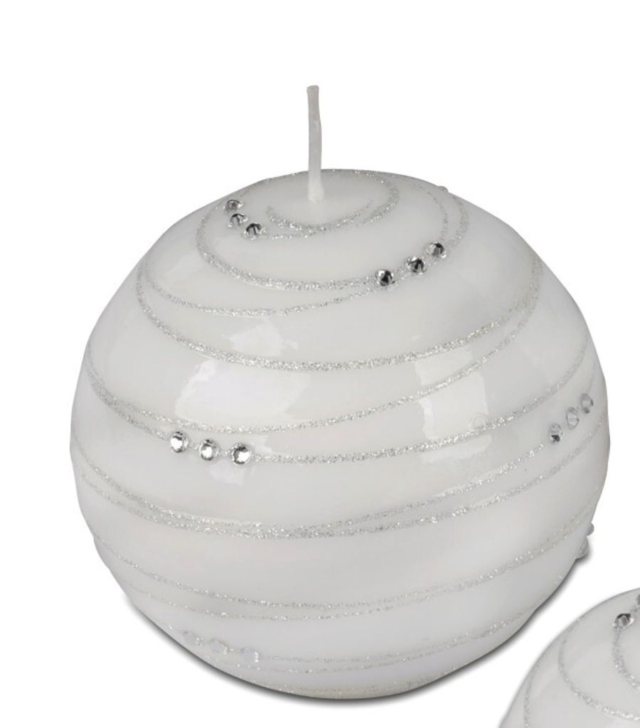 Bollweg/Formano Kerze Kugelkerze Spirale  weiss/silber 6cm Produktbild 