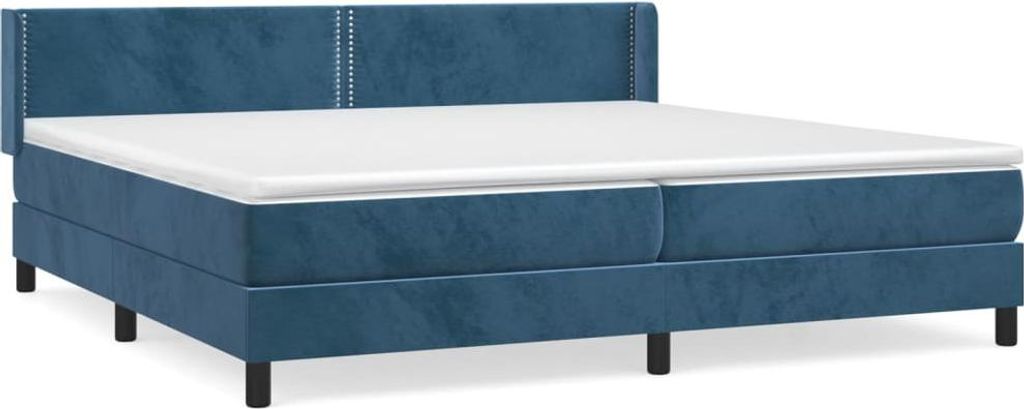 vidaXL Boxspringbett mit Matratze Dunkelblau 200x200 cm Samt