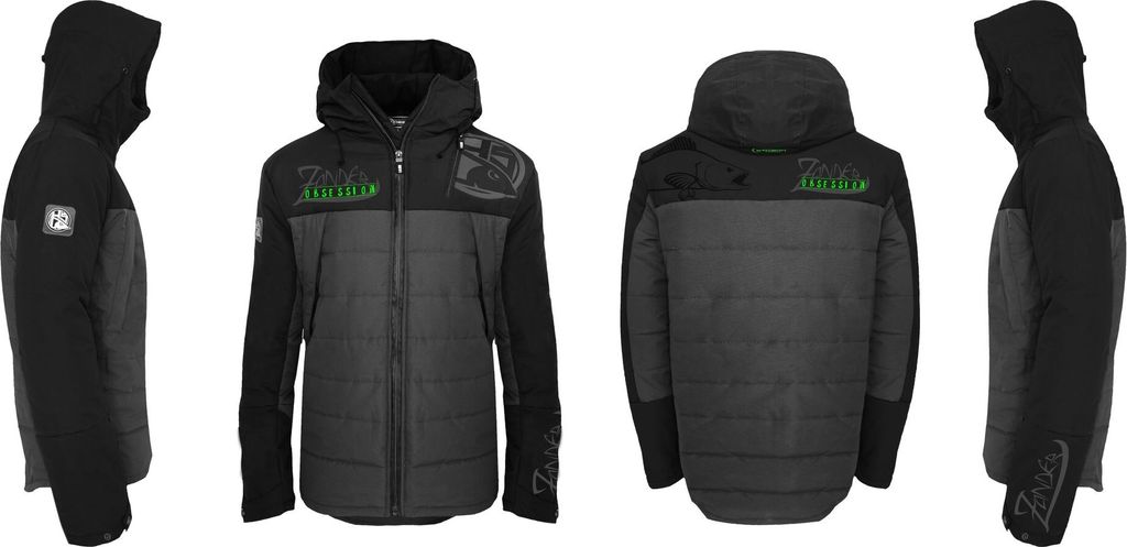 HOTSPOT DESIGN Zander Obsession, XL, schwarz, Jacke mit Kapuze, Für Spinn Angler, 010800304