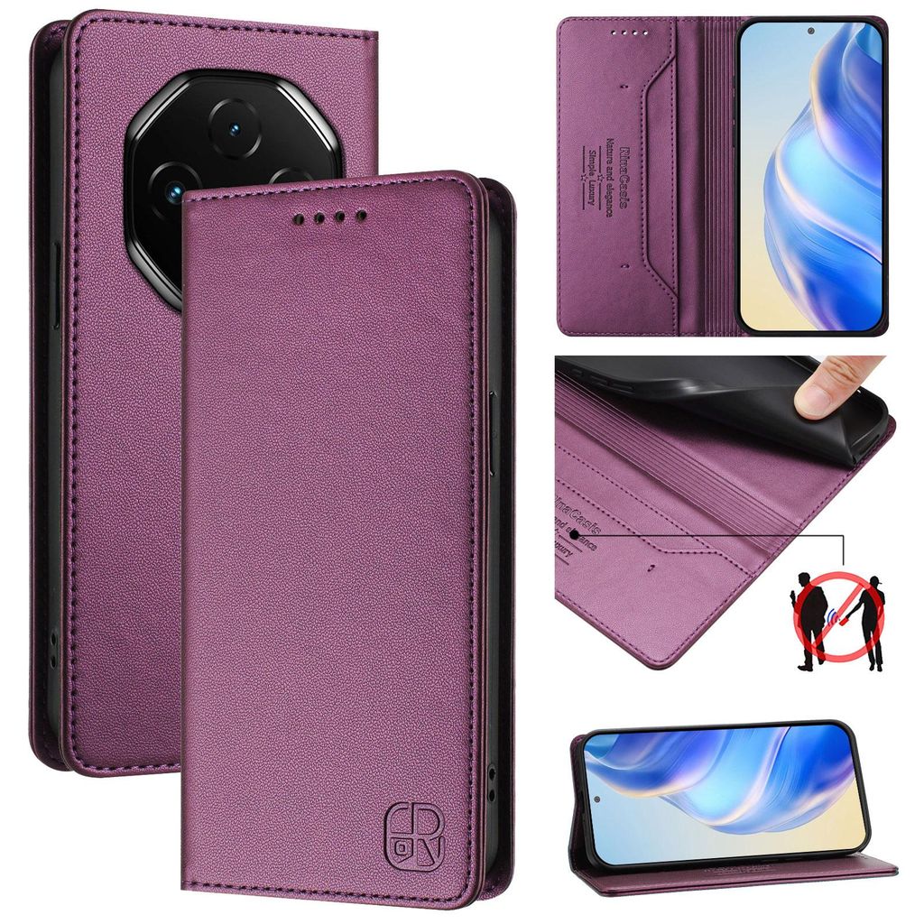 Lederhülle für Umidigi G100 Pro Hülle Flip Brieftasche Kartenfächern Ständer Schutzhülle Lila