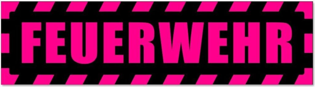 Kiwistar - Autoaufkleber - Pink - Schwarz - 20 x 5,3 cm - Feuerwehr Motiv 1 gestreift - Hinweis Aufkleber Sticker für Auto, Kfz, Fahrrad, PKW, LKW