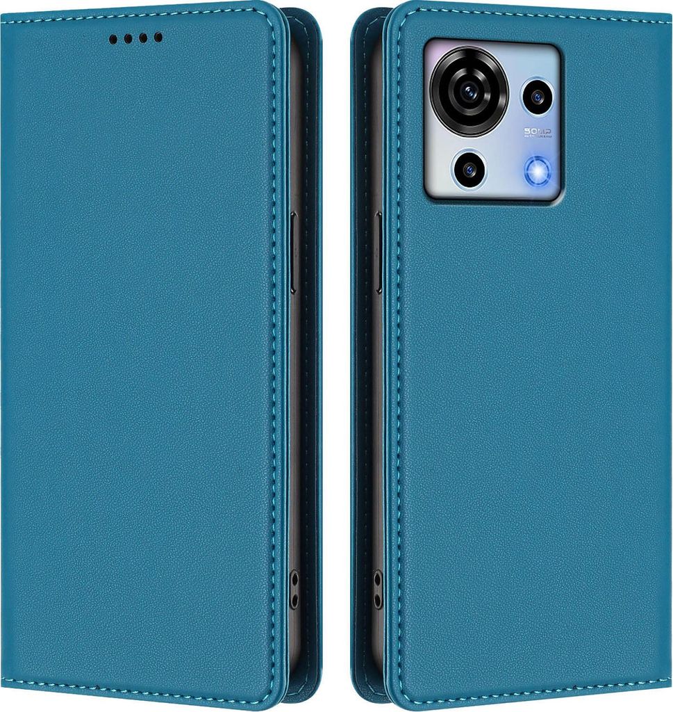 Handyhülle für ZTE Blade V50 Vita, Kunstleder Klapphülle Stoßfeste Magnetische Hülle mit Ständer Blau