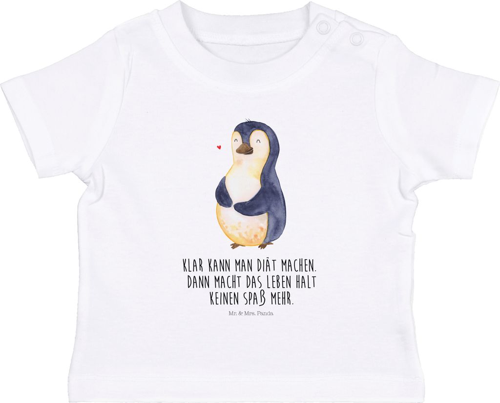 Mr. & Mrs. Panda T-Shirt Pinguin Diät 6. - 12. Monat - Weiß - Geschenk, Baby Shirt, Bierbauch, Kleinkind, Öko, Organic, Babyshirt, Abnehmen, Pin...