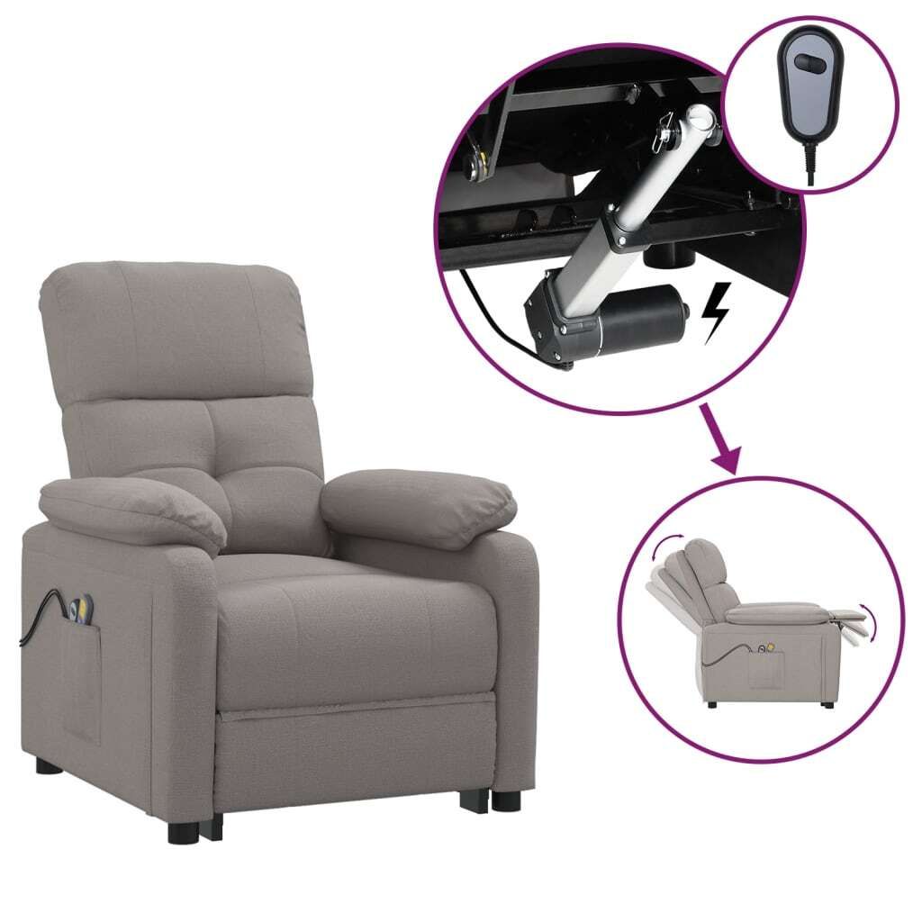 vidaXL Massagesessel Elektrisch Taupe Stoff