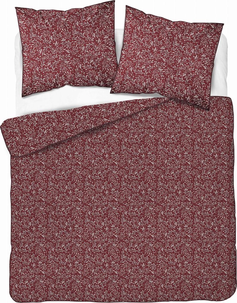 Bettwäsche, Perkalbettwäsche, mit Paspel, elegant 200x220 5588b Burgund, Blätter