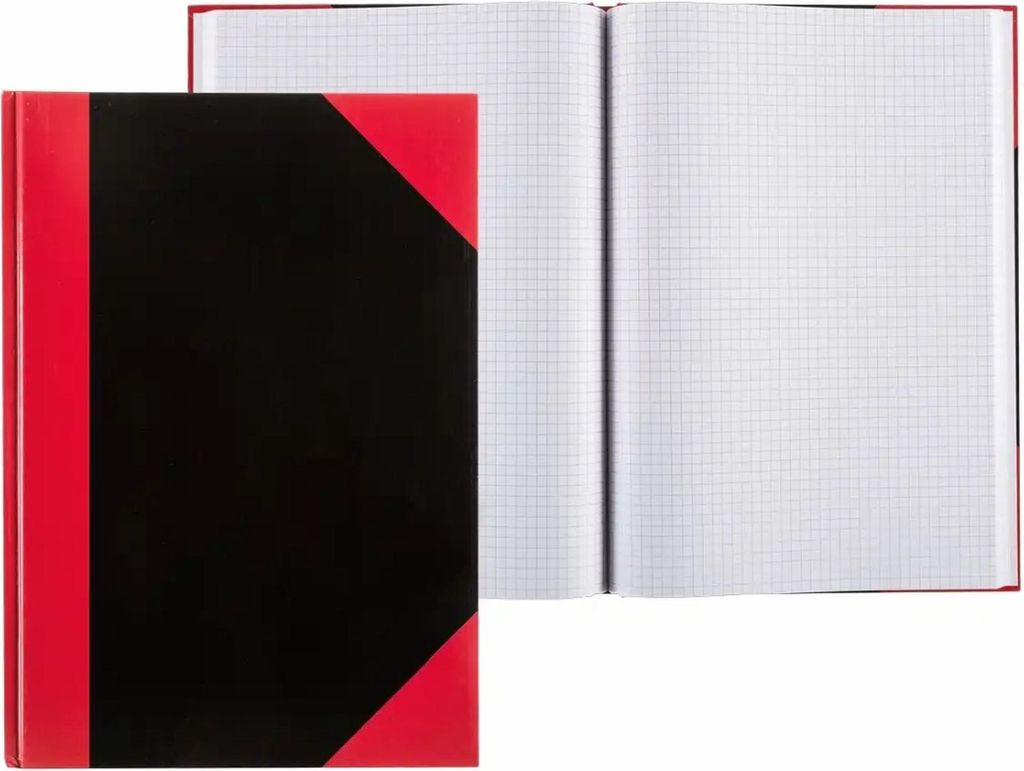 IDENA Kladde A4Mix kariert schwarz rot, 96 Blatt 70g/m² Produktbild 