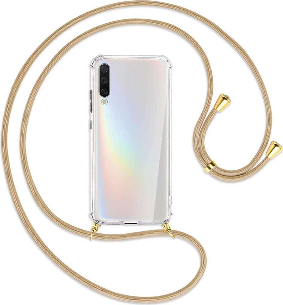 Handykette Backcover-Schutzhülle mit Band (Metall goldfarben) für Xiaomi Mi A3 / Mi CC9e - caramel