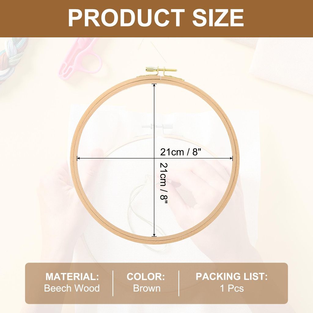 21 cm Stickrahmen Set, Rund Buche Holz Stickerei Rahmen, Kreuzstich Stickrahmen Ring mit Einstellbarer Messingschraube fš¹r Embroidery N?hen DIY,...