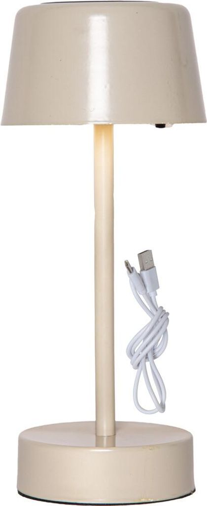Star Trading 483-36 LED-Solar-Lampe "Solei" Metall, beige, ca. 12x26,5 cm, 10 LM, mit USB-C Kabel und Akkus, Vierfarb-Karton