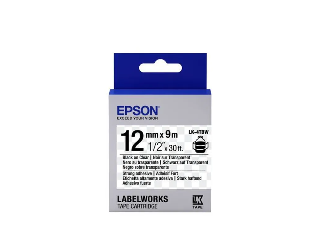 Ruban Epson LK-4TBW 12mm Transparent Résistant pour Étiqueteuse Epson