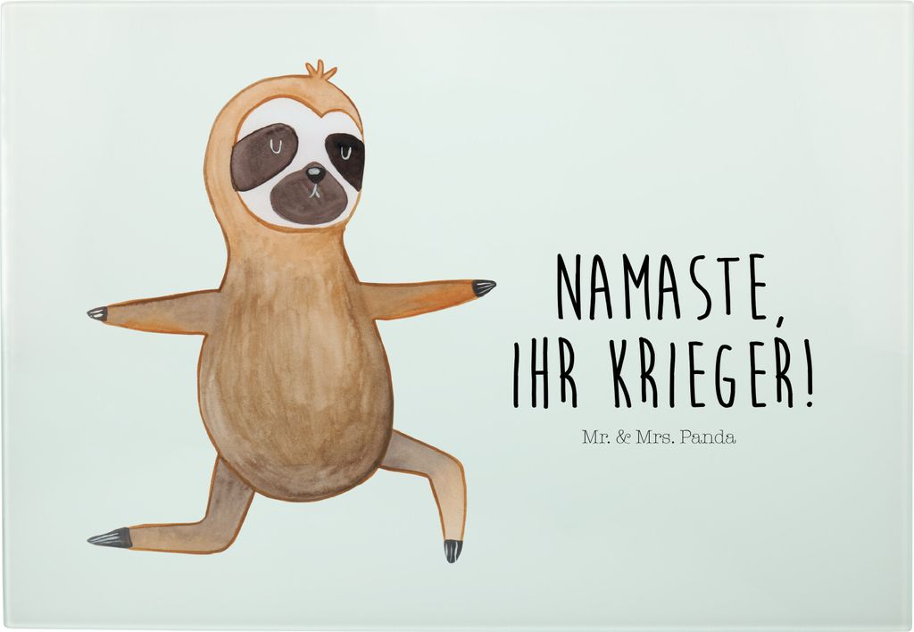 Mr. & Mrs. Panda Schneidebrett Faultier Yoga - Weiß - Geschenk, Hackbrett, Meditation, Brotzeitplatte, Servierplatte, Namaste, Entspannung, vesper...
