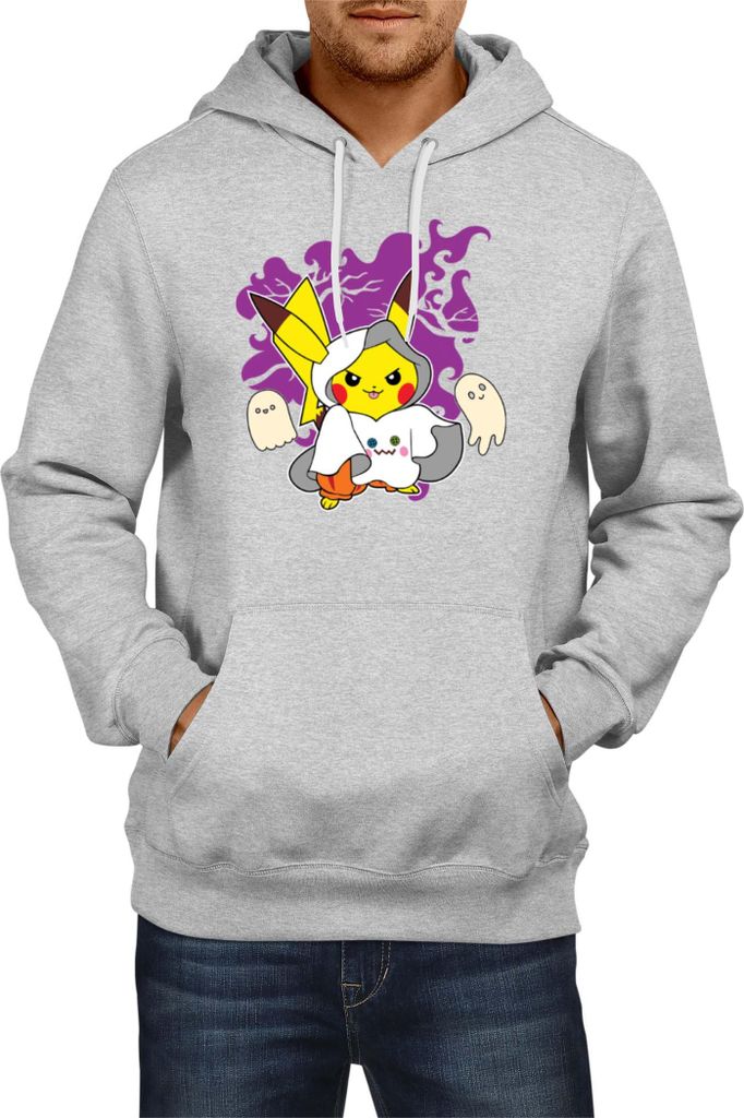 Herren Kapuzenpullover Japan Manga Anime Comics Pokemon 039, Man L / Grau