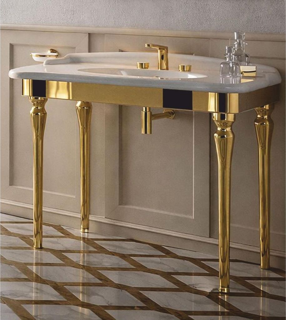 Casa Padrino Luxus Jugendstil Waschtisch Weiß / Gold - Badezimmer Möbel - Italy