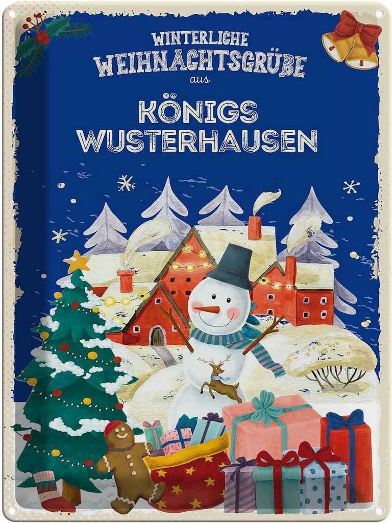 vianmo Blechschild 40x30 cm Weihnachtsgrüße KÖNIGS WUSTERHAUSEN Abenteuer Reisen Urlaub Weihnachten