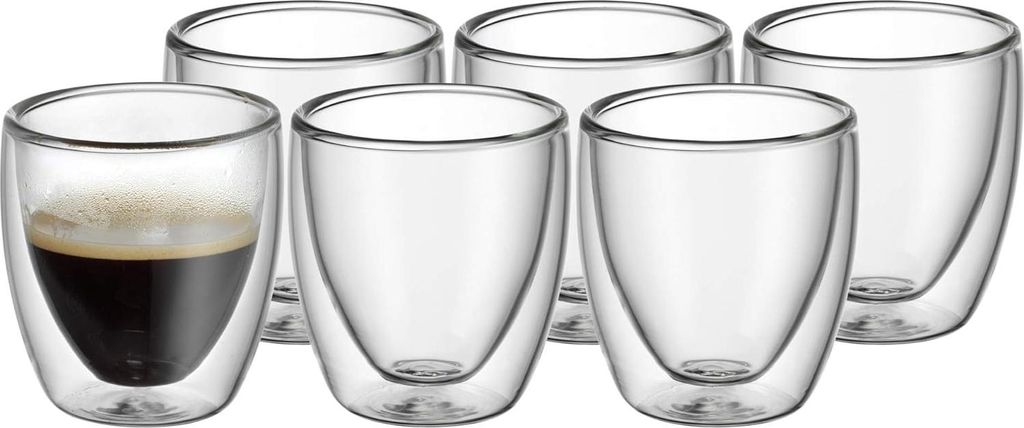Kult Cappuccino Gläser 2er-Set - Für heiße und kalte Anwendungen - Hitzebeständiges doppelwandiges Thermoglas - Ohne Griff - Kondensatfrei - Bo...