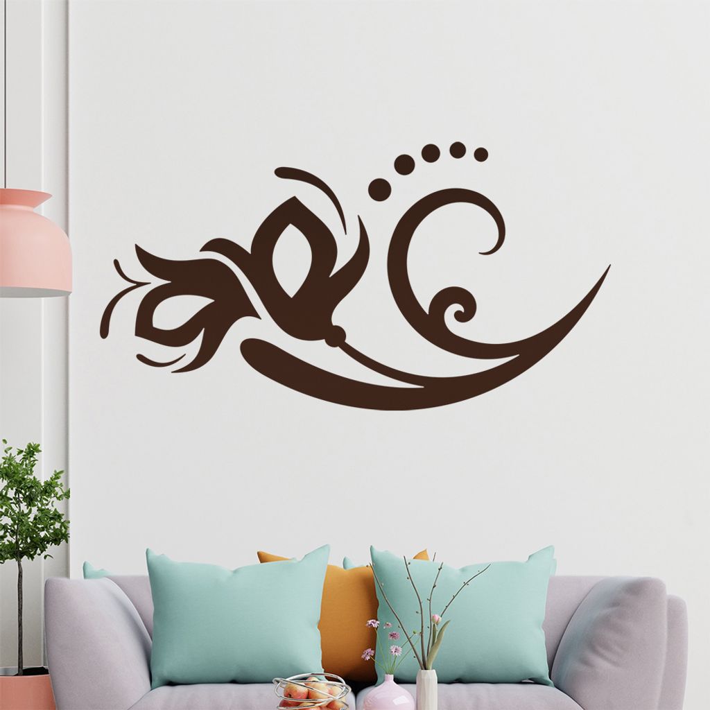 Blume - Linien Punkte Wandtattoo in 6 Größen - Wandaufkleber Wall Sticker - Dekoration, Küche, Wohnzimmer, Schlafzimmer, Badezimmer