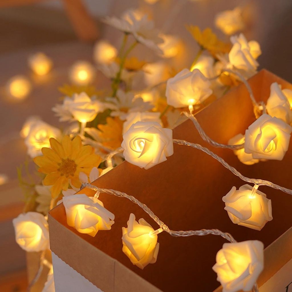 3M LED Rosen Lichterkette 20 Blumen Batteriebetrieben Produktbild 