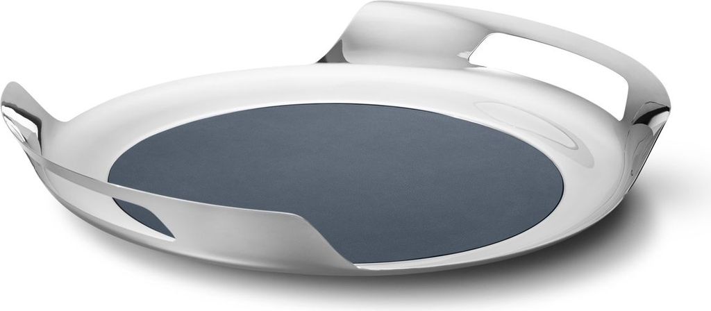 Georg Jensen HELIX TRAY STAINLESS STEEL & LEATHER INLAY 10015899