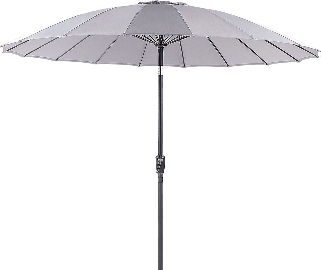 BELIANI Sonnenschirm Grau Stoff 255 cm Rund Verstellbarer Neigungswinkel mit Kurbel Winddach Aluminiumgestell Marktschirm Garten Balkon Terrasse