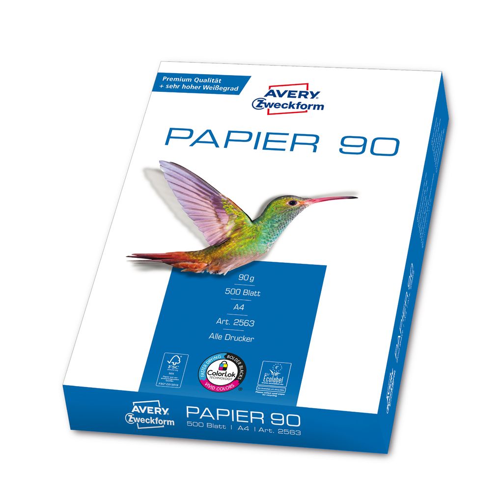 Avery Format Papier A4 90 g/m² 500 Sheets, 210 x 297 mm Produktbild 