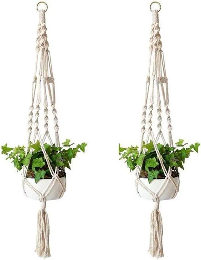Tuteur macramé stable pour plantes grimpantes en pots muraux - Lot de 2