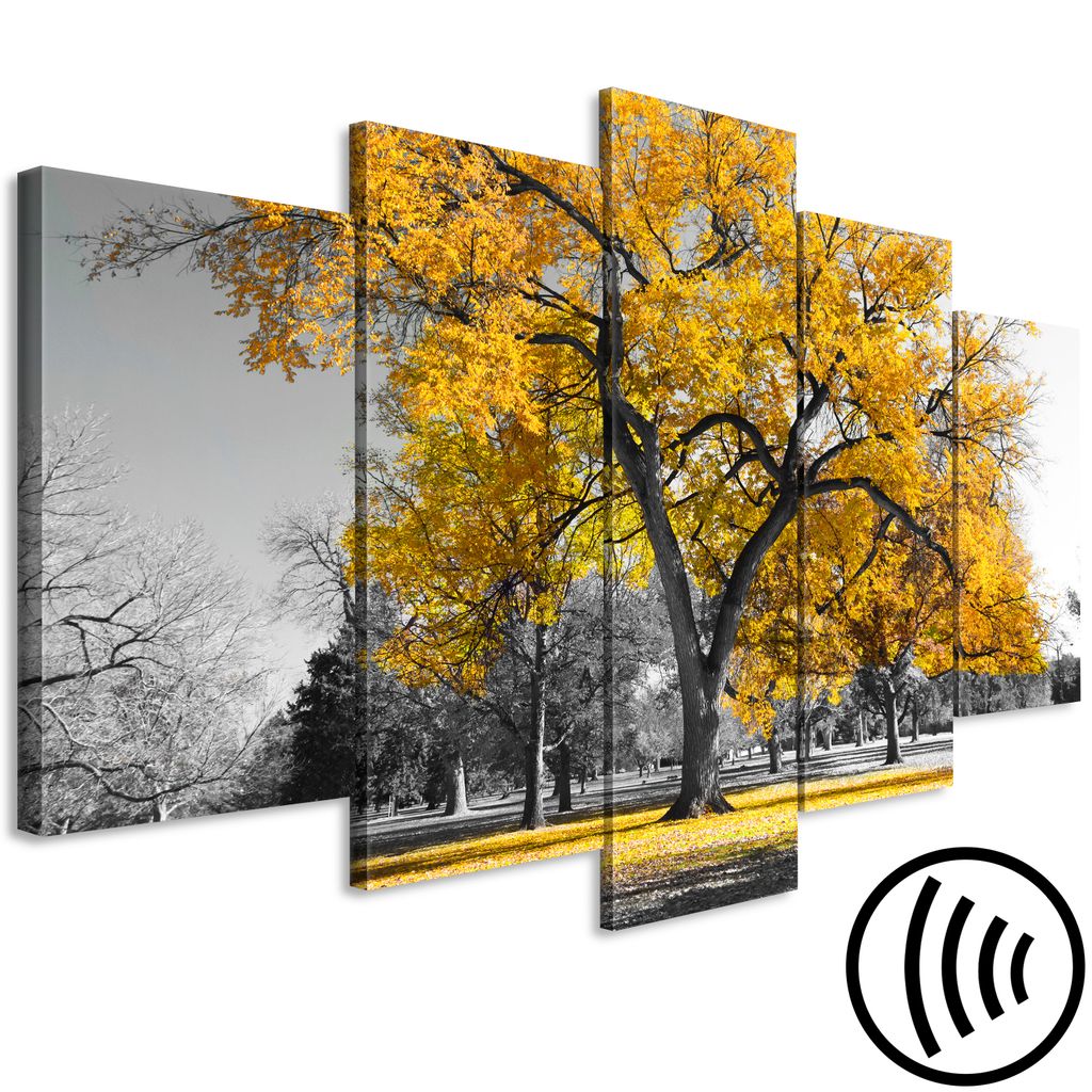 Akustikbild Blumen Baum 200x100 cm Bilder Akustikschaum Hochleistungsschallabsorber Schallschutz Leinwand 5 tlg Wandbild Raumakustik Schalldämmung...