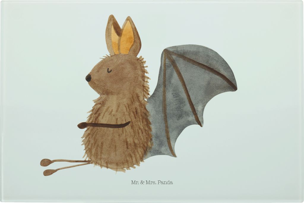 Mr. & Mrs. Panda Schneidebrett Glas Fledermaus Sitzen - Weiß - Geschenk, Fledermäuse, Lustige Sprüche, Küchenbrett, Hackbrett, Schneidplatte, M...