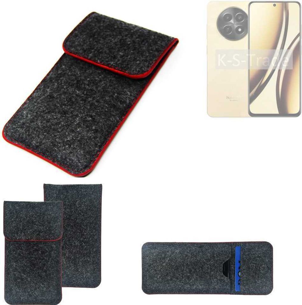 K-S-Trade Handy Schutz Hülle kompatibel mit Realme Narzo N65 5G Schutzhülle Handyhülle Filztasche Pouch Tasche Case Sleeve Filzhülle dunkelgrau