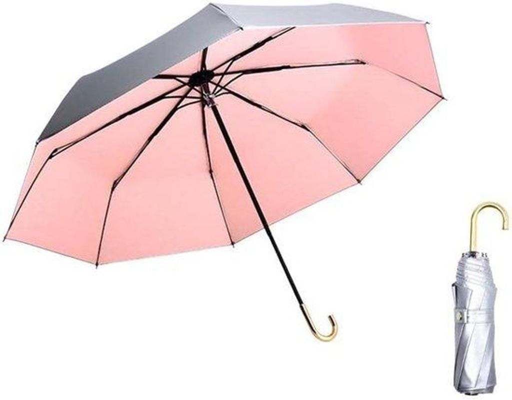 Titanium Paraplu - Opvouwbaar - Dames - UV-schutz - Silberner Griff - Parasol UPF 50+