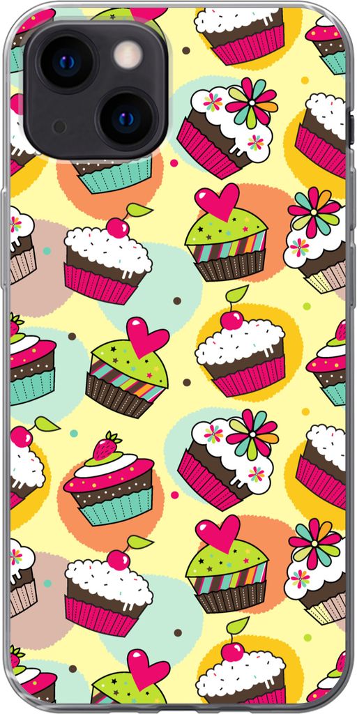 MuchoWow Handyhülle Schutzhülle Hülle für Telefoonhoesje iPhone 13 mini Mädchen - Cupcake - Schnittmuster - Mädchen - Kinder - Baby Silikon...