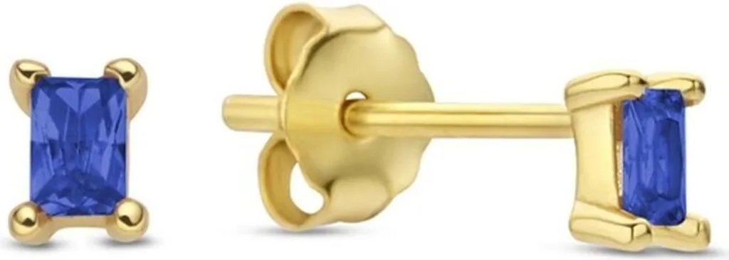 New Bling 9NB-0915 Orecchini in argento - Donna - Zirconi -2 x 3,5 mm - Blu - Argento - Placcato oro (placcato oro/oro su argento)