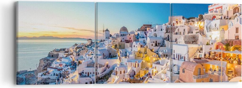 Bild auf Leinwand - Leinwandbild - Griechenland Insel Sommer - 90x30cm - Wand Bild - Wanddeko - Leinwanddruck - Bilder - Kunstdruck - Wanddekoratio...
