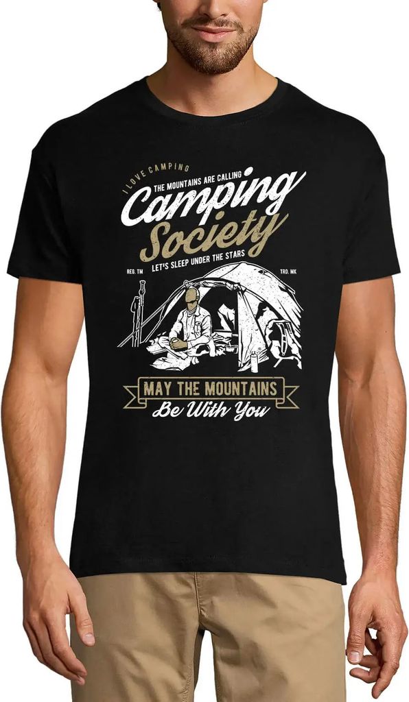 Herren Grafik T-Shirt Campingverein - Mögen die Berge mit dir sein – Camping Society - May The Mountains Be With You – Öko-Verantwortlich Vin...