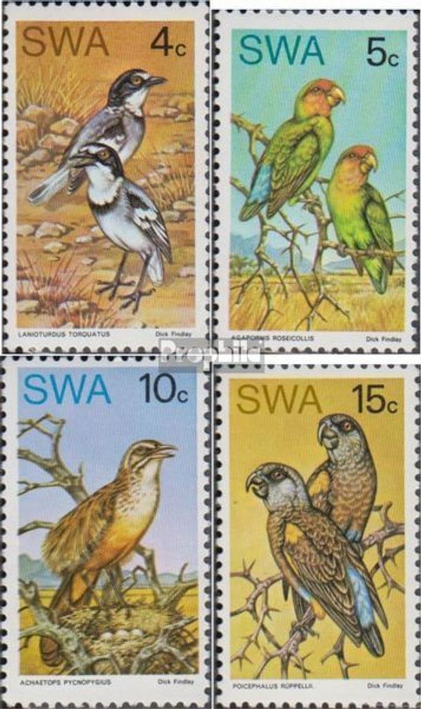 Briefmarken Namibia - Südwestafrika 1974 Mi 392-395 (kompl.Ausg.) FDC Einheimische Vögel
