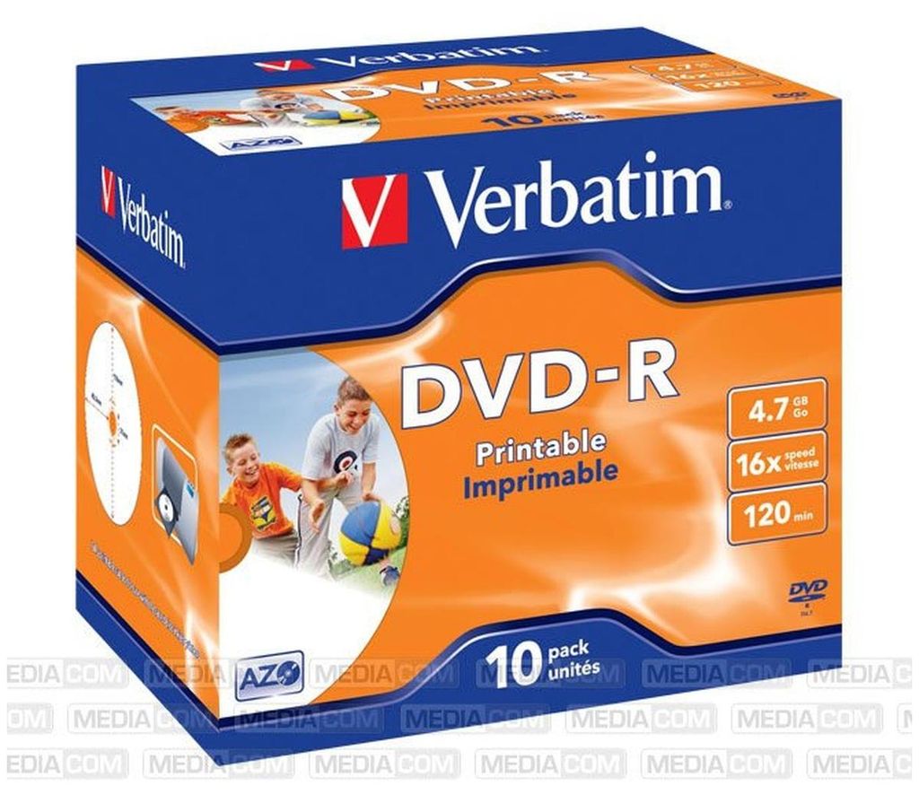 VERBATIM 43521 Printable Bedruckbar DVD-R 16X Rohling Produktbild 