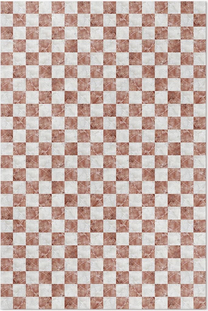 Marmor Schachbrett Steinmosaik – Vinyl Fußmatte – 140x210 cm – Rutschfest, Pflegeleicht & Langlebig