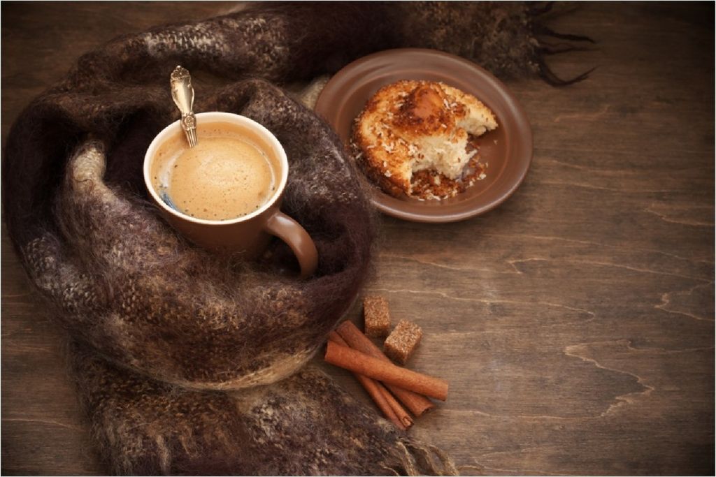 Wallario Poster - Kuchen und Kaffeegenuss, Kunstdruck Größe: 100 x 150 cm