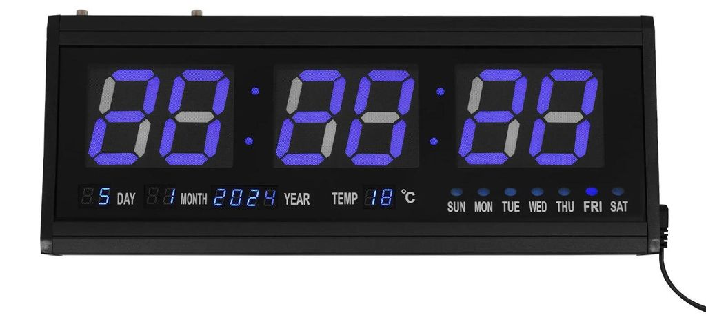 Horloge murale numérique LED - Affiche l'heure, la date et Image du produit 