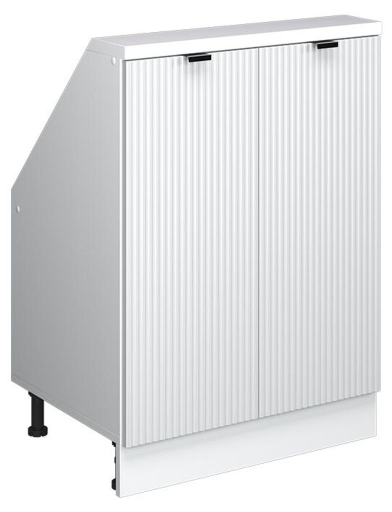 Vicco Dachschrägenschrank Rion, 60 x 81.6 cm mit 2 Türen, Weiß Riffel