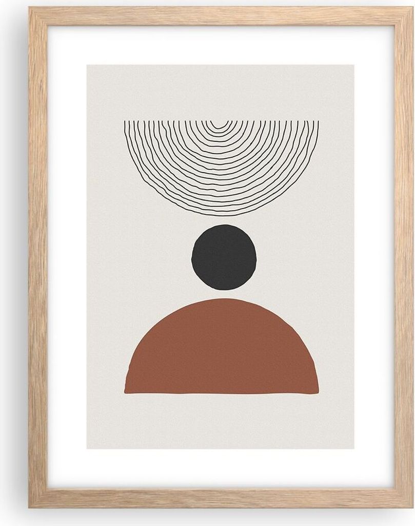 Gerahmtes Poster - Rahmen in heller Eiche - Figuren Formen Geometrie - 30x40 cm - Wand Bild - Wanddeko - Wandbilder - Kunstposter - Wandposter - Bi...