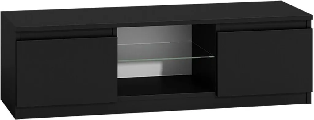 Banc TV Noir Laqué 120cm RTV avec Rangement pour Téléviseur LED et LCD