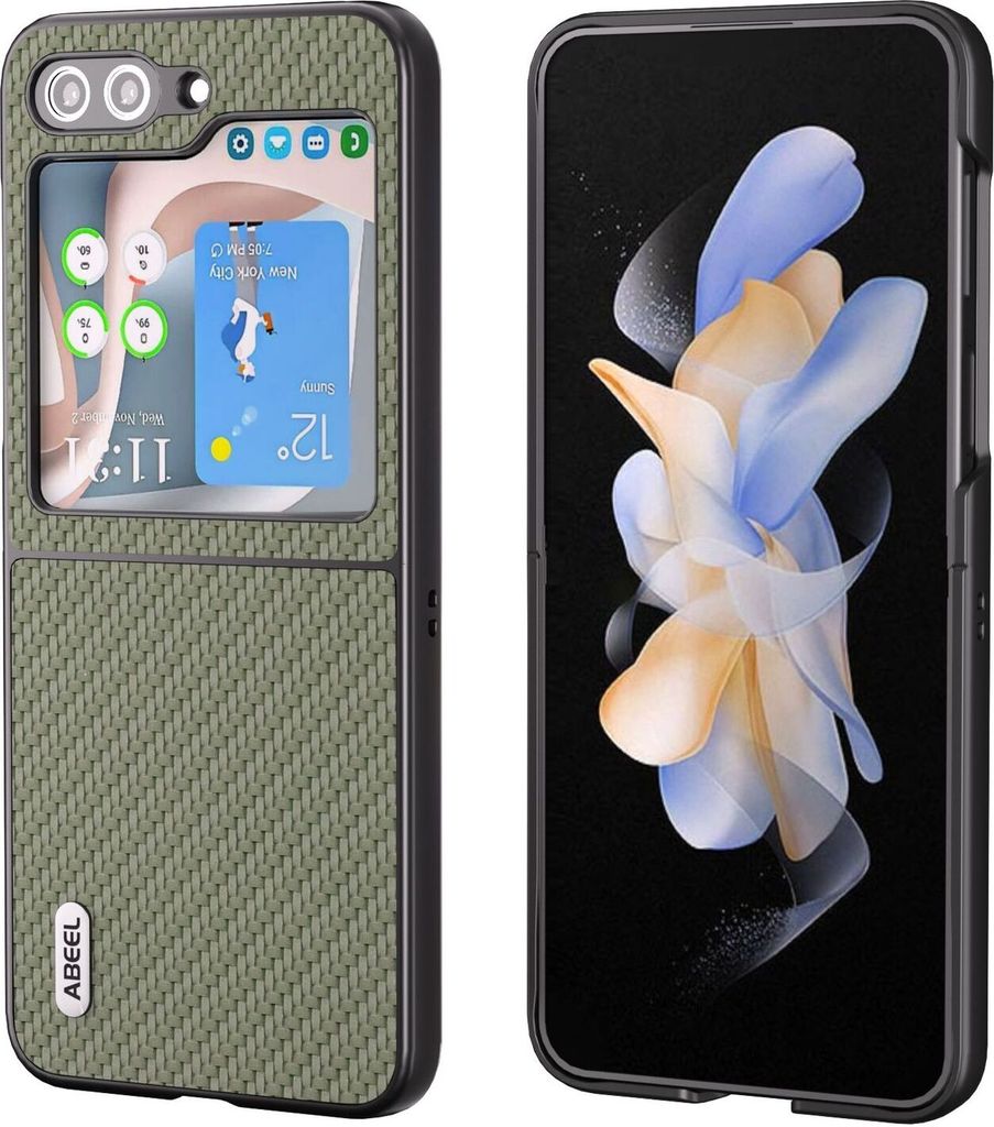 Für Samsung Galaxy Z Flip5 5G Carbon Textur Handy Schutz Hülle Cover Grün