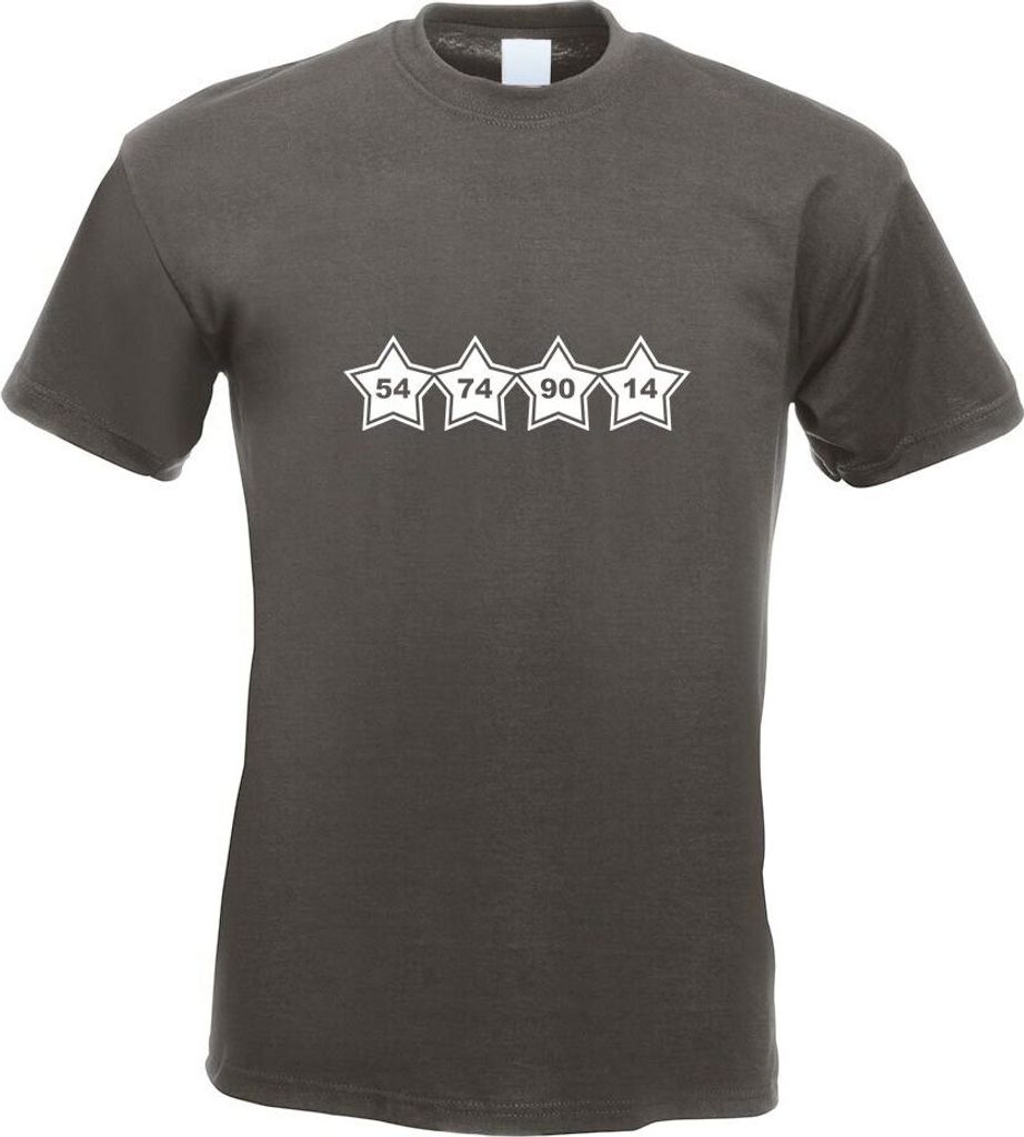 Kiwistar - T-Shirt - Graphit - 54, 74, 90, 14 Deutschland Sterne Motiv Bedruckt Funshirt Design Print - mit Motiv Bedruckt - Funshirt Design - Spor...