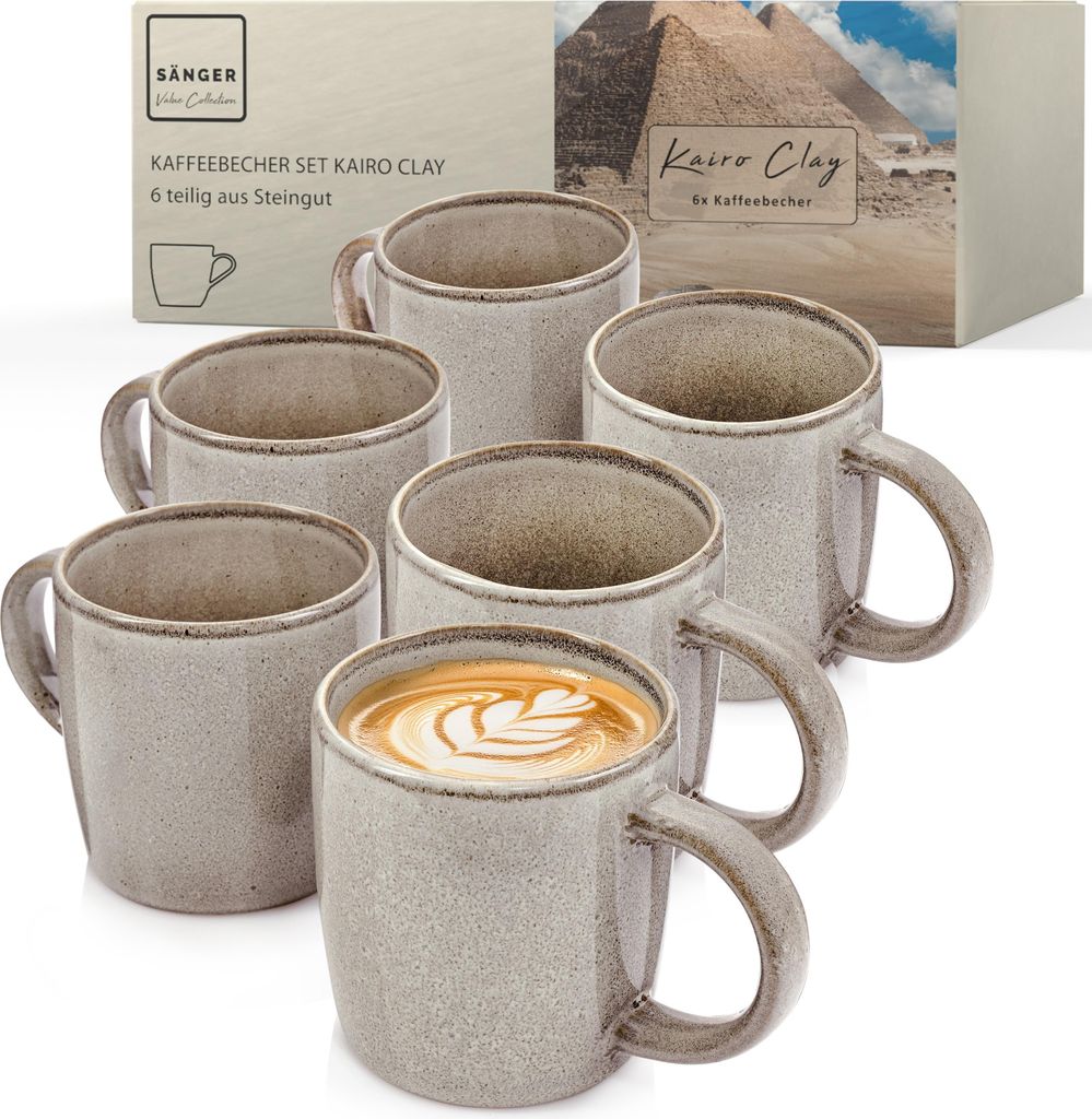 SÄNGER Kaffeebecher Set Kairo Clay - 6 aus Steingut