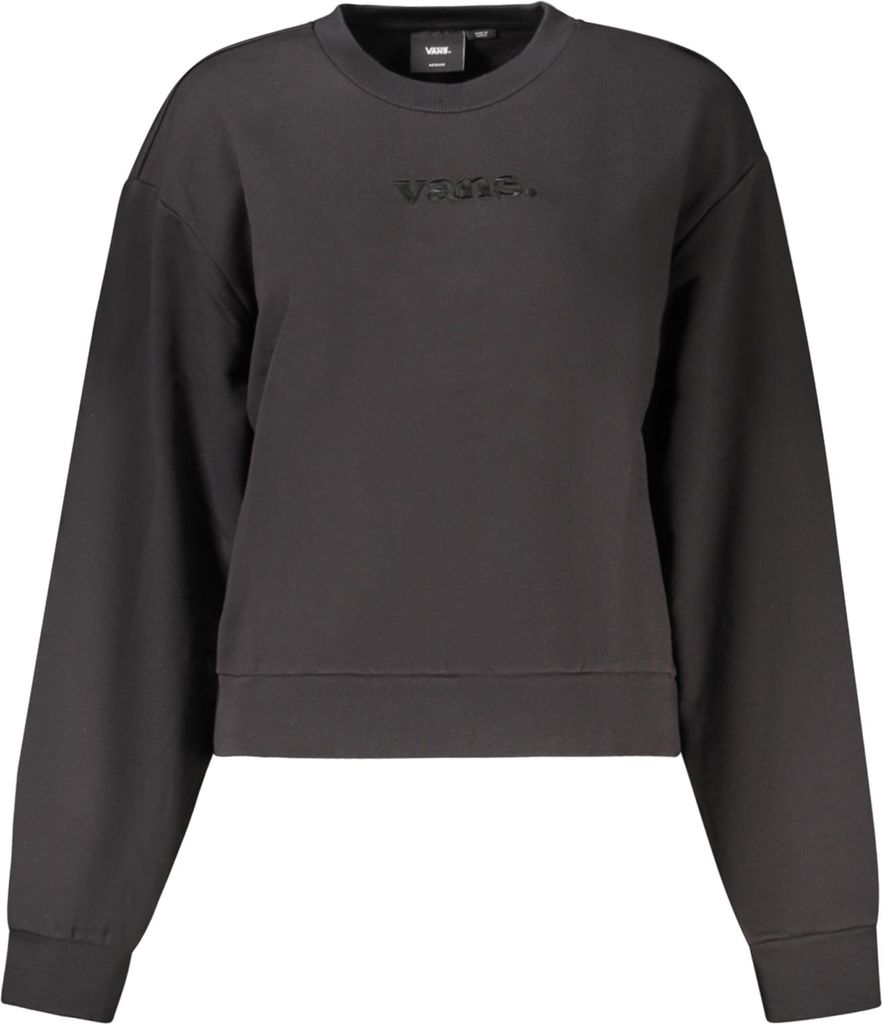 Schwarzes Damen-Sweatshirt: Langarm, Rundhals, Stickerei-Detail